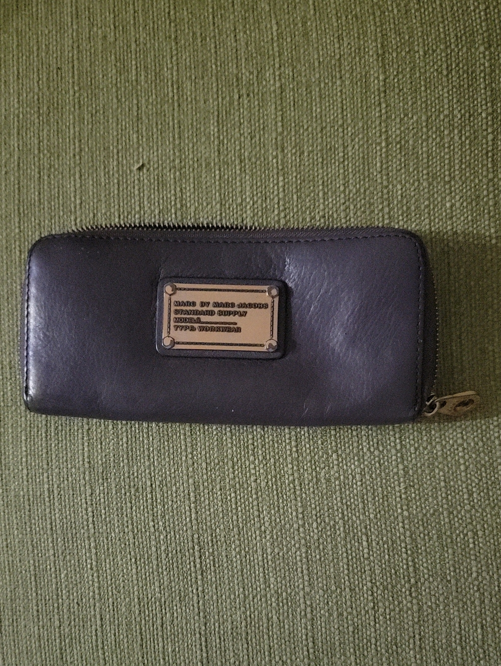 Marc by Marc Jacobs Leather Zip Around Wallet with Gold Plaque
